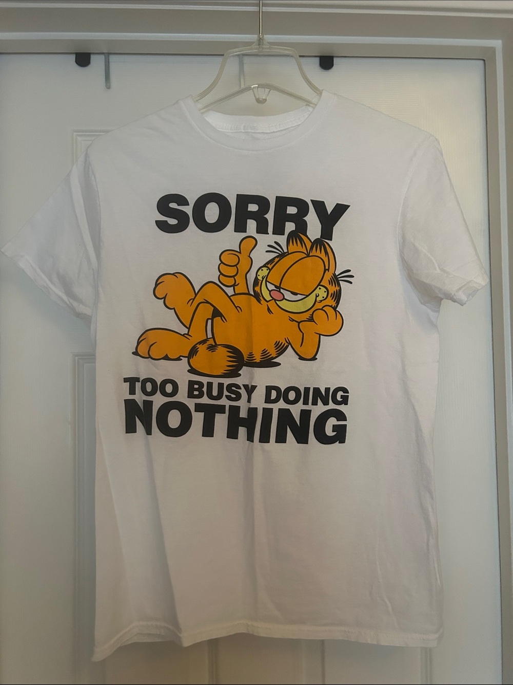 Garfield 'Sorry Too Busy Doing Nothing' White Graphic T-Shirt